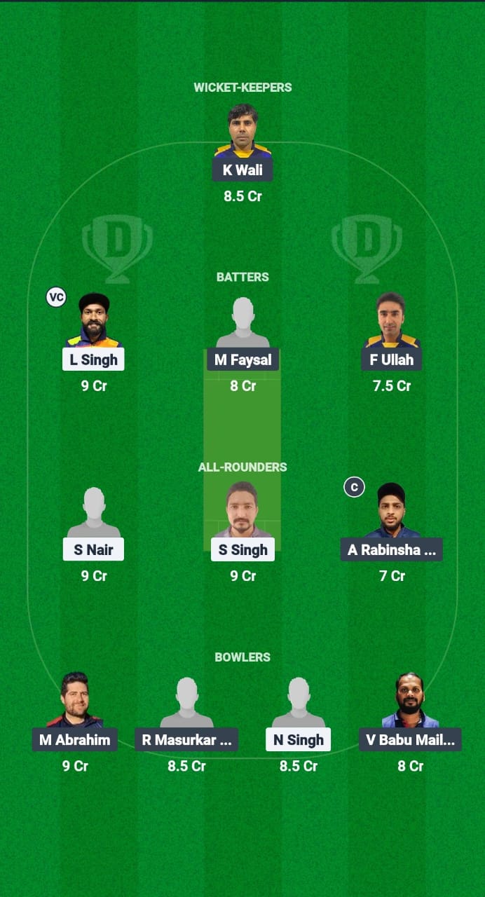 SBS vs SAF Dream11 Prediction Fantasy Cricket Tips Dream11 Team Kuwait Challengers League A T20 2025 