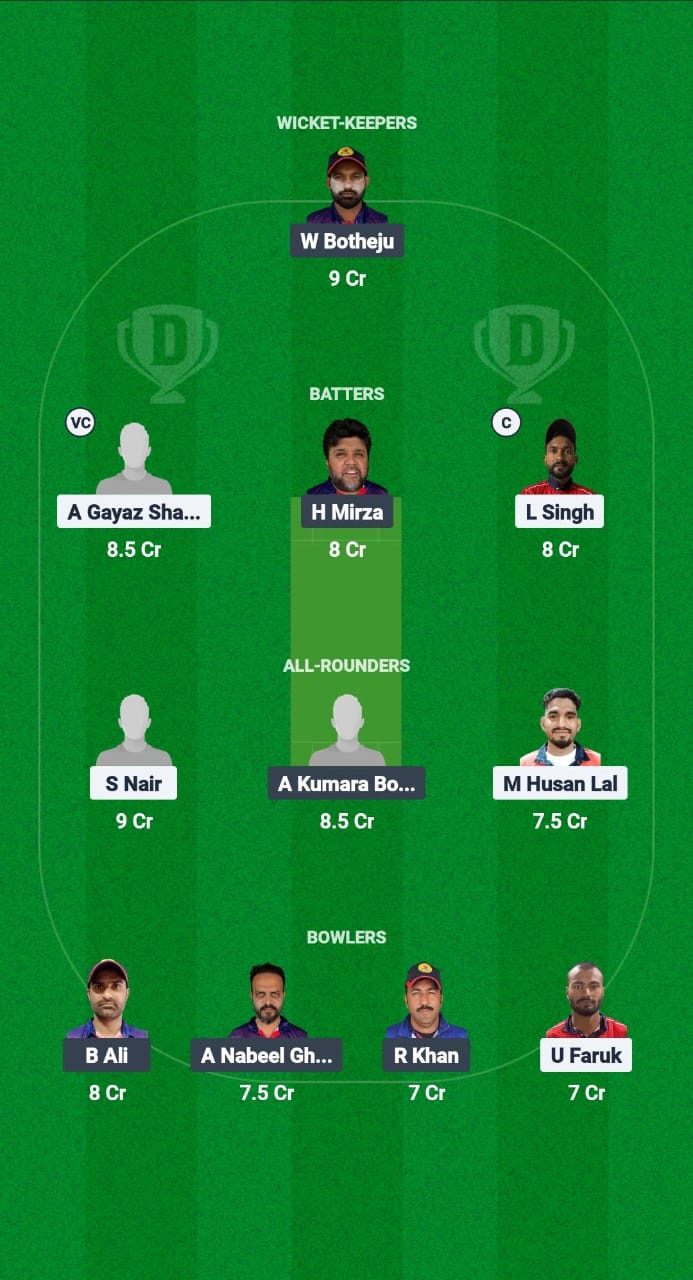 SBS vs KWM Dream11 Prediction Fantasy Cricket Tips Dream11 Team Kuwait Challengers League A T20 2025 