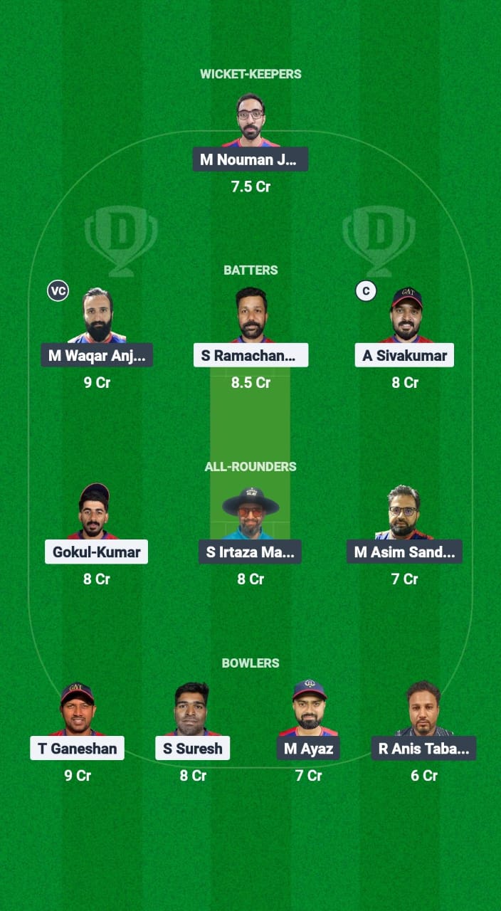 GAT vs WFK Dream11 Prediction Fantasy Cricket Tips Dream11 Team Kuwait T10 ARS Ramadan Trophy 2025 