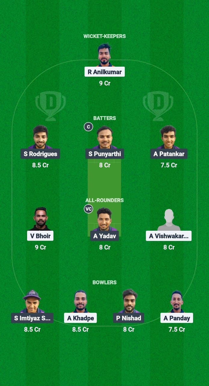 BEB vs KOT Dream11 Prediction Fantasy Cricket Tips Dream11 Team Navi Mumbai Premier League T20 2025 