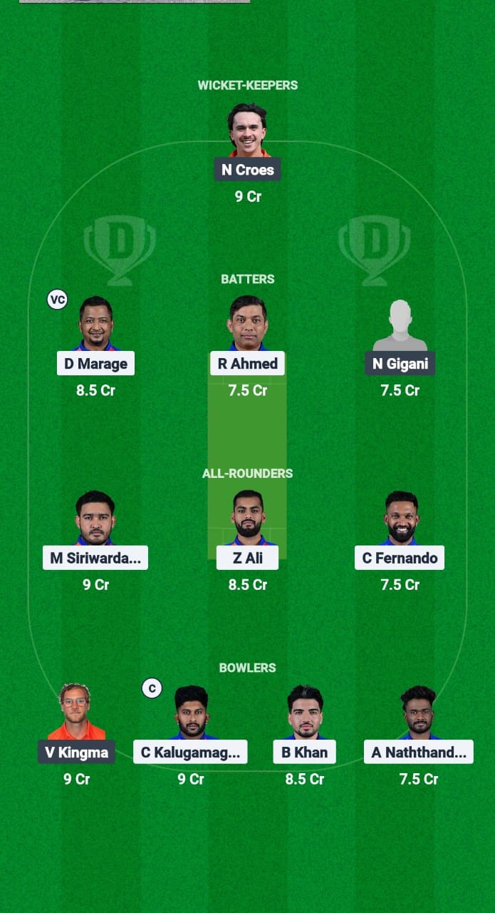 RCC VS VCC Dream11 Fadiness 