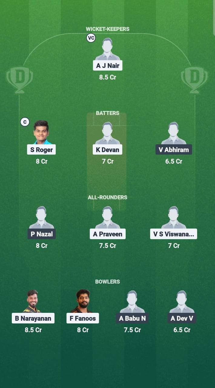 1000678731 TVR vs KOD Dream11 Prediction Fantasy Cricket Tips Dream11 Team Kerala T20 Men's Challenger Trophy 2025