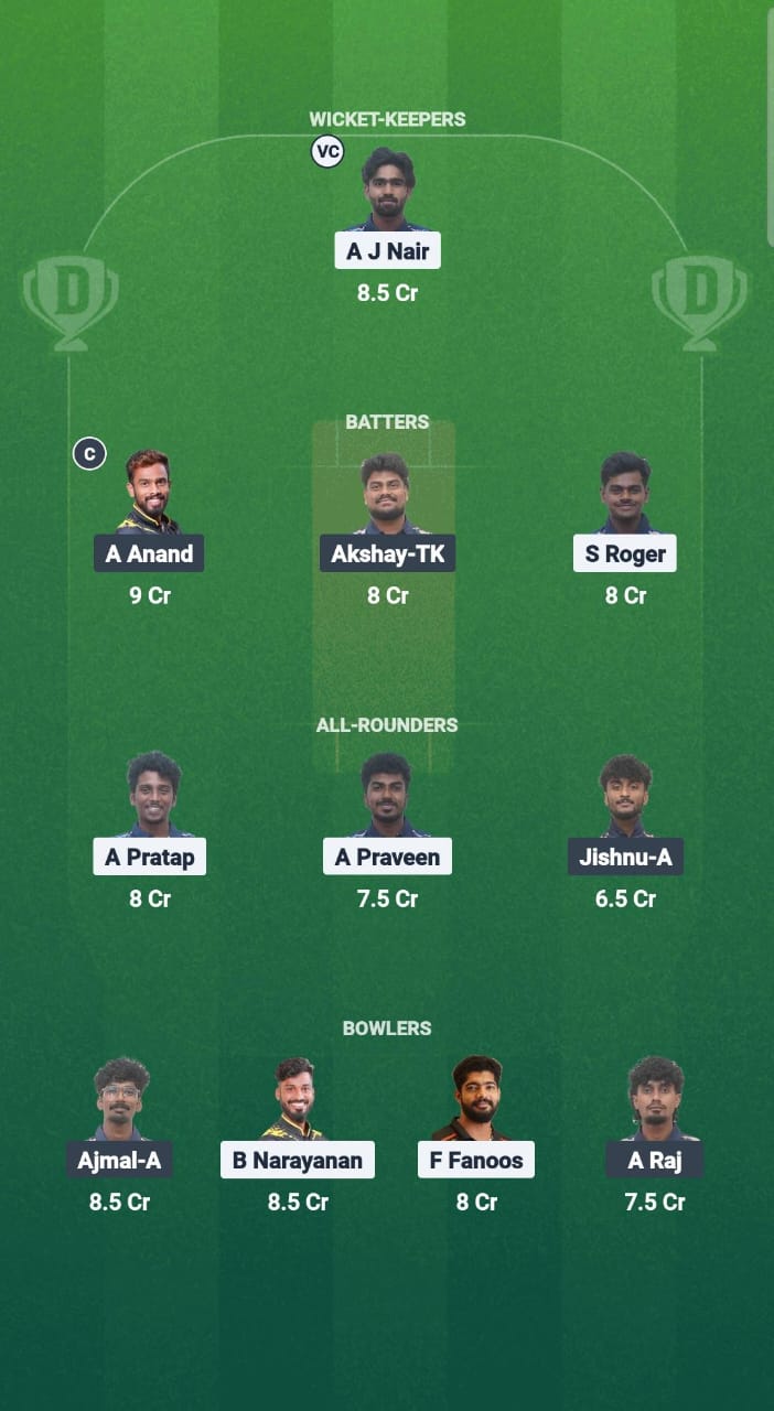 1000680860 TVR vs PAL Dream11 Prediction Fantasy Cricket Tips Dream11 Team Kerala T20 Men's Challenger Trophy 2025