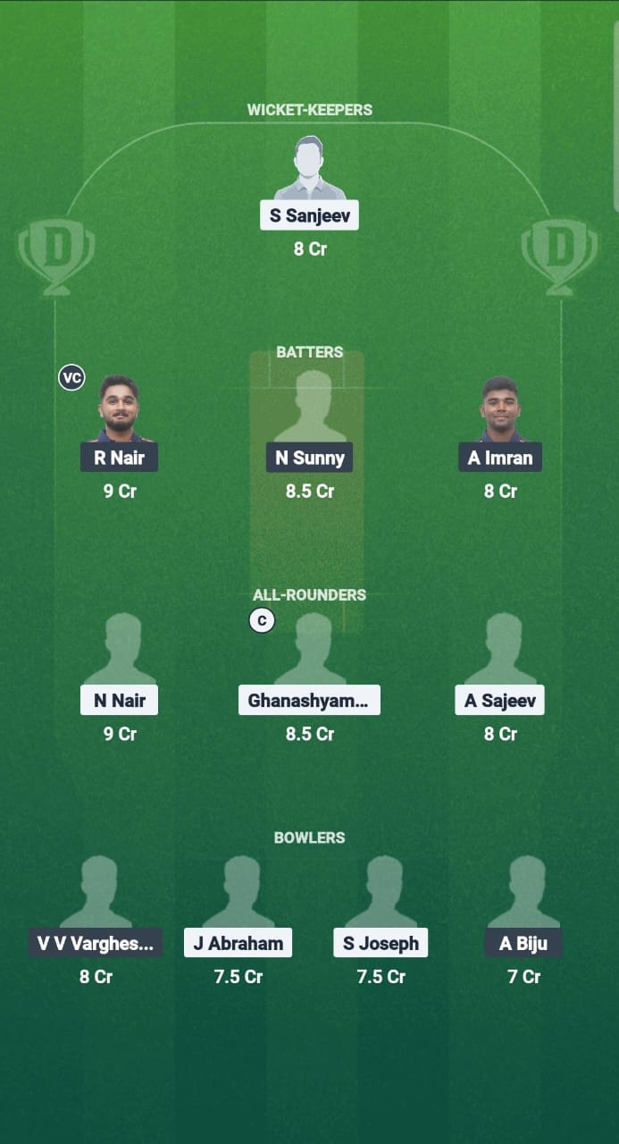 KOY vs CDS Dream11 Prediction Fantasy Cricket Tips Dream11 Team Kerala T20 Men's Challenger Trophy 2025 
