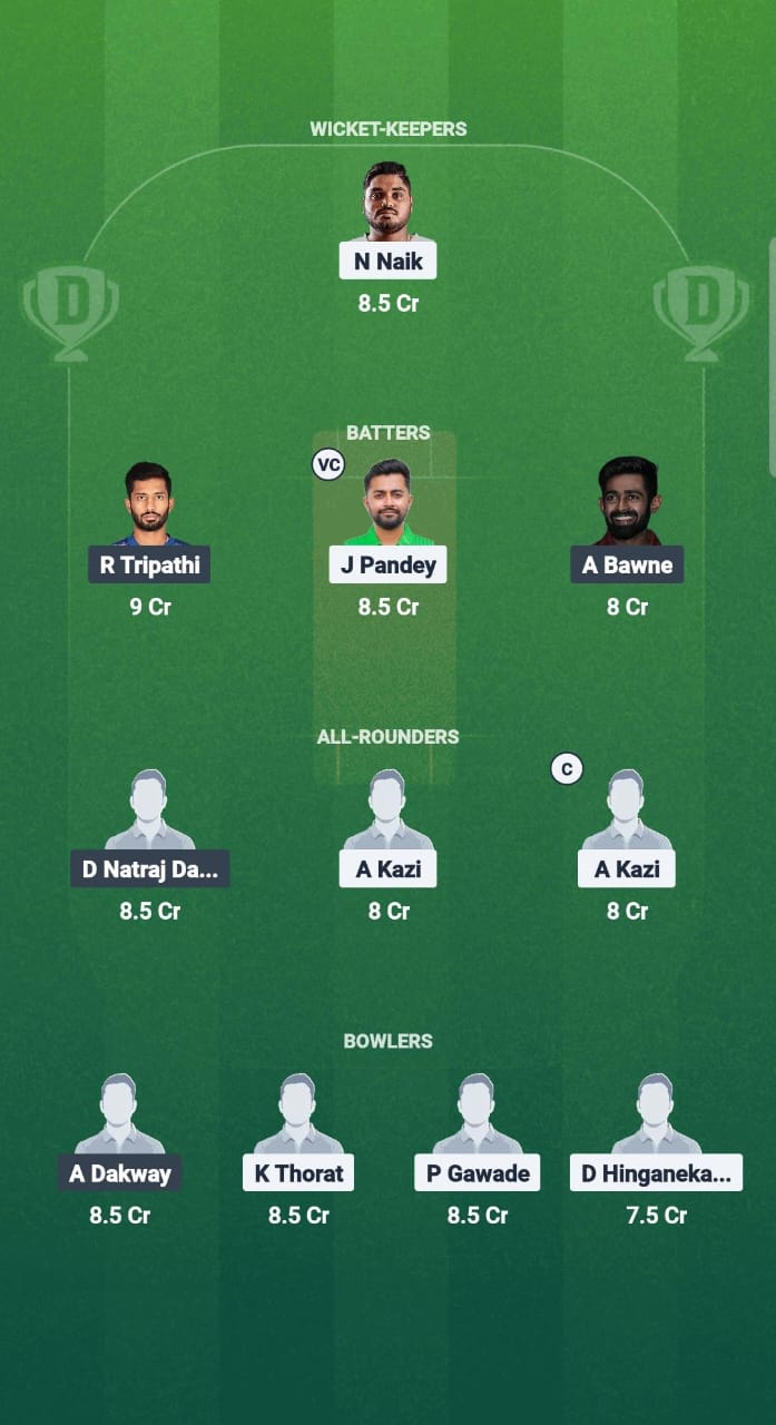 RJ vs KT Dream11 Prediction Fantasy Cricket Tips Dream11 Team Maharashtra T20 Premier League 2025 