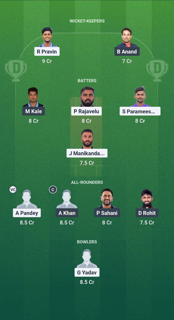 Yar vs vmk dream11 prediction fantasy cricket tips on Dream11 Team Pondicherry T20 Premier League 2025 
