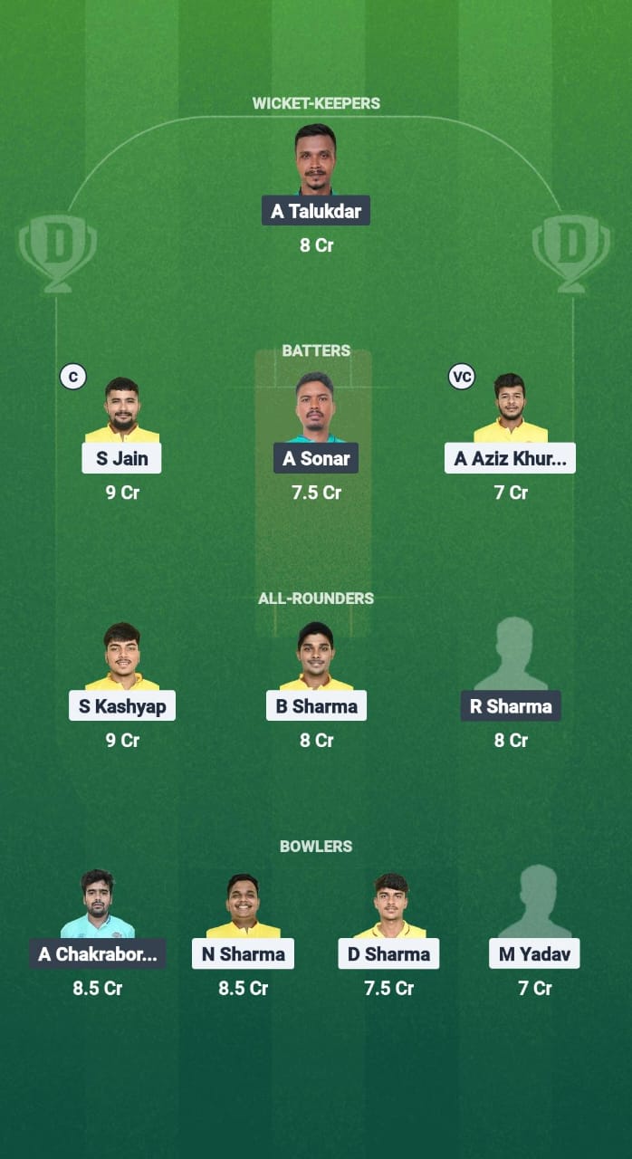 GTC vs NVR Dream11 Prediction Fantasy Cricket Tips Dream11 Team Assam T20 Summer Challenger Trophy 2025
