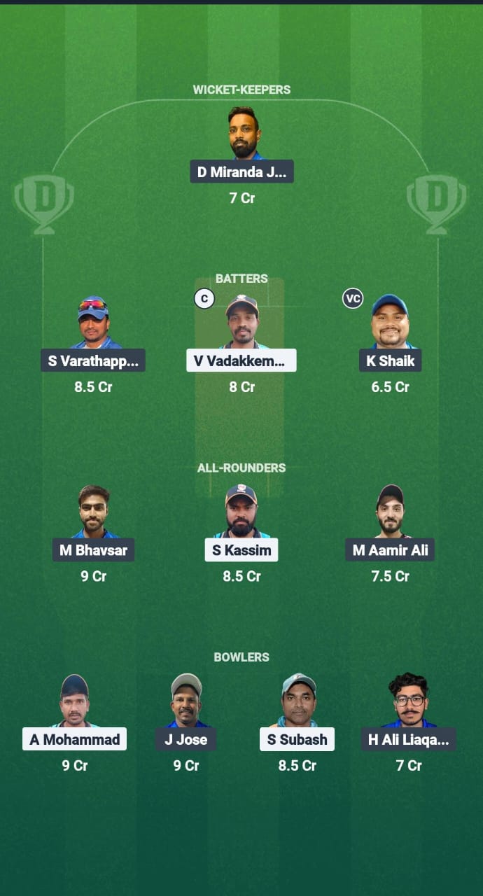 PC vs KRM Dream11 Prediction Fantasy Cricket Tips Dream11 Team Kuwait T10 Summer League 2025