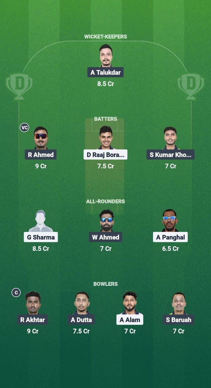 GTC vs GUG Dream11 Prediction Fantasy Cricket Tips Dream11 Team Guwahati T20 Spring Cup 2025