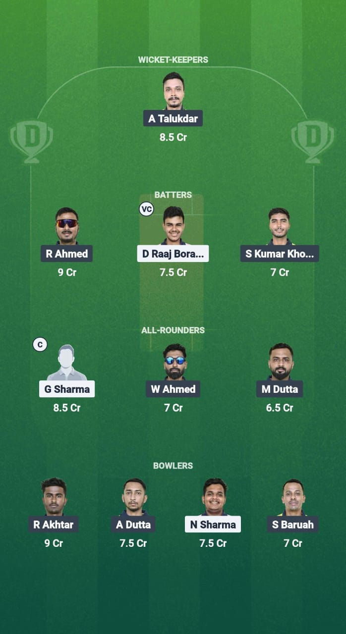 GTC vs GUG Dream11 Prediction Fantasy Cricket Tips Dream11 Team Guwahati T20 Spring Cup 2025