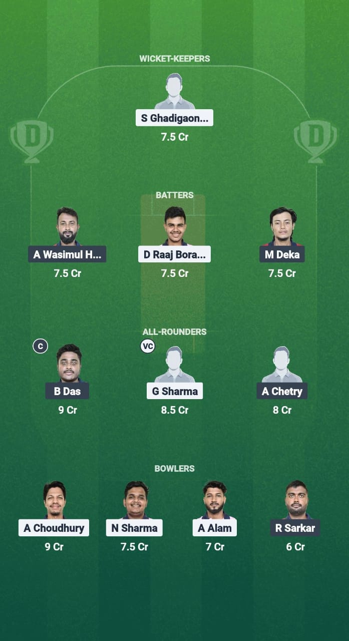 GTC vs NVR Dream11 Prediction Fantasy Cricket Tips Dream11 Team Guwahati T20 Spring Cup 2025