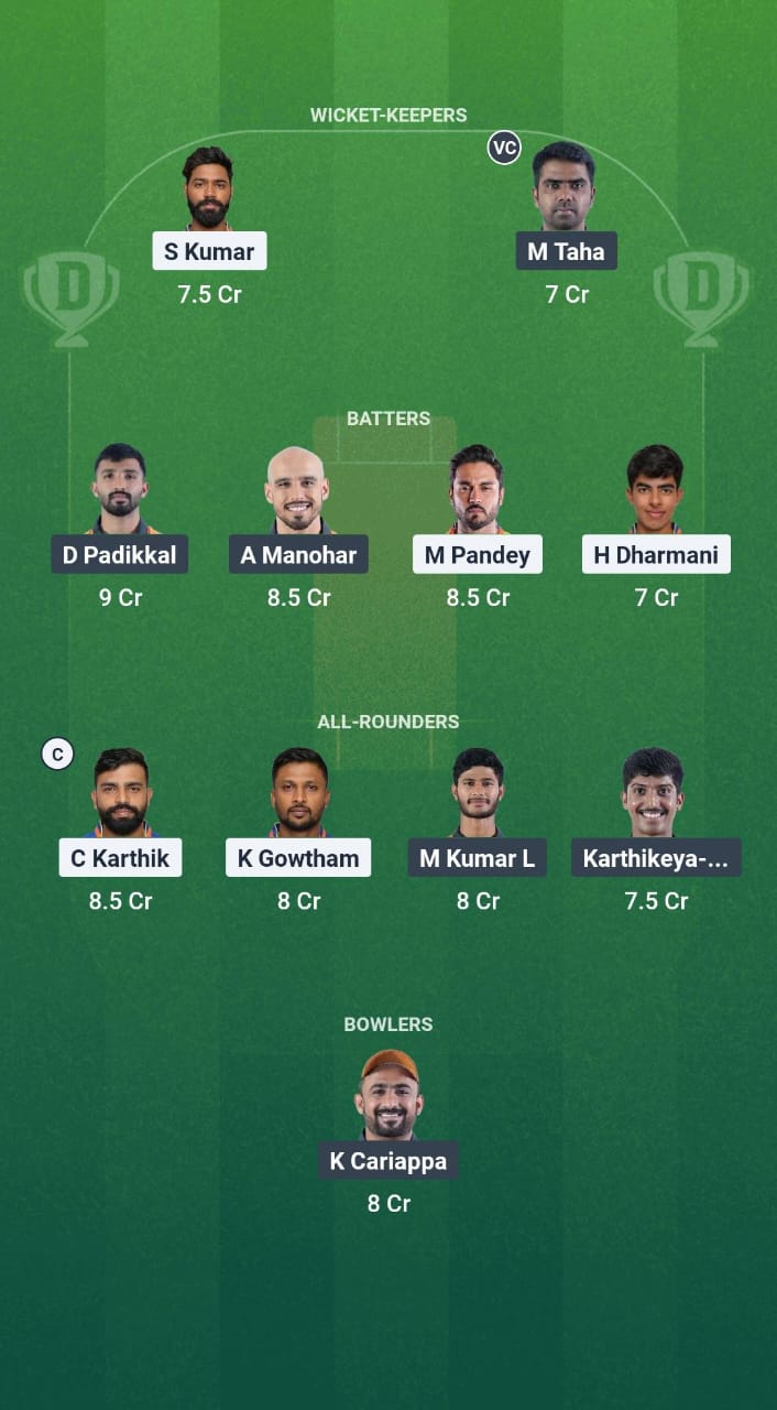 MW vs HT Dream11 Prediction Fantasy Cricket Tips Dream11 Team Karnataka T20 Maharaja Trophy 2025