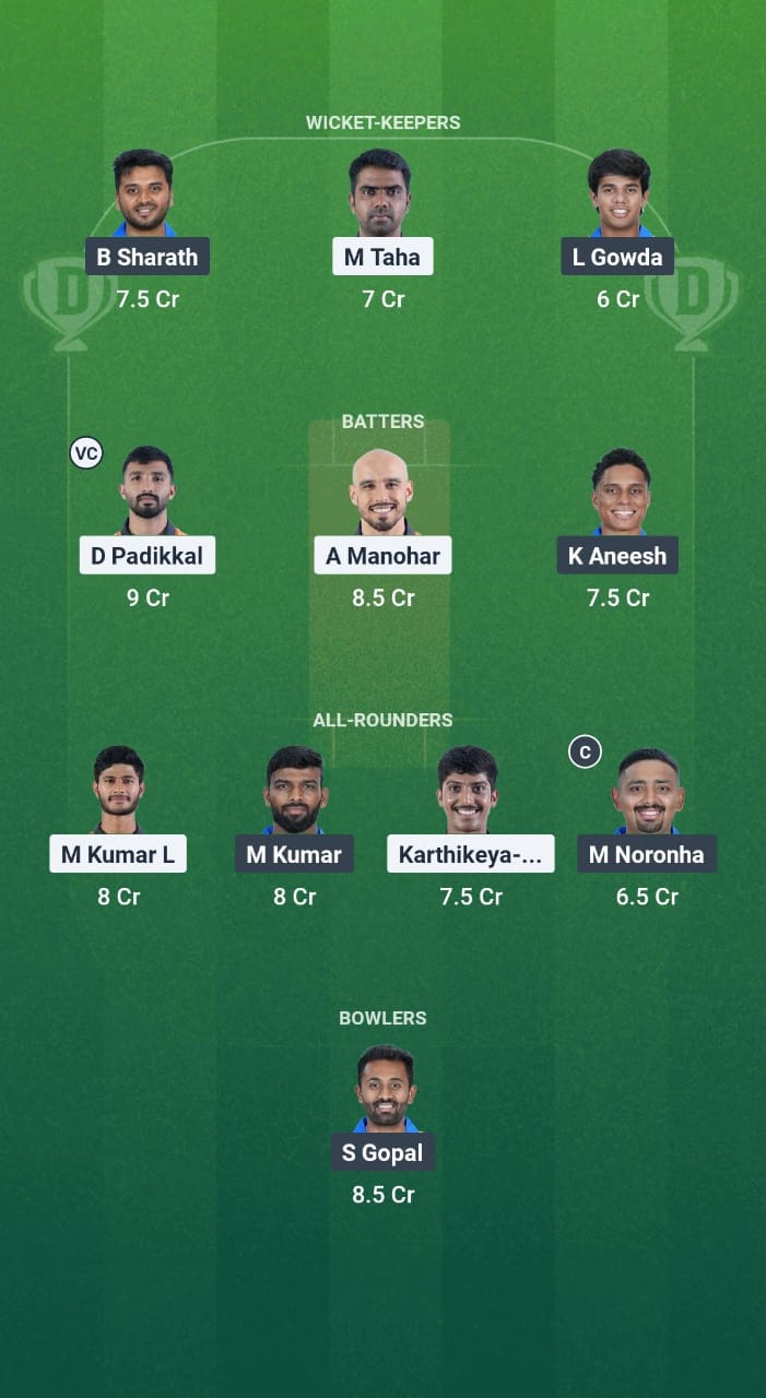 HT vs MD Dream11 Prediction Fantasy Cricket Tips Dream11 Team Karnataka T20 Maharaja Trophy 2025