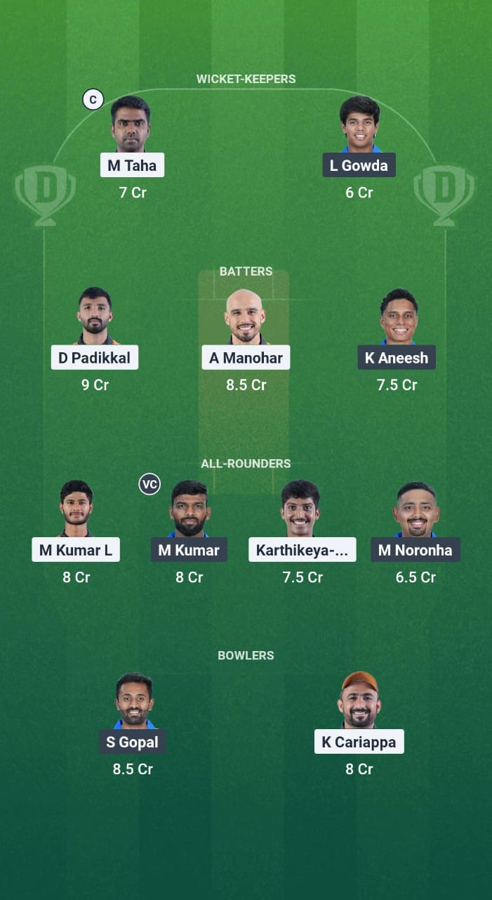 HT vs MD Dream11 Prediction Fantasy Cricket Tips Dream11 Team Karnataka T20 Maharaja Trophy 2025