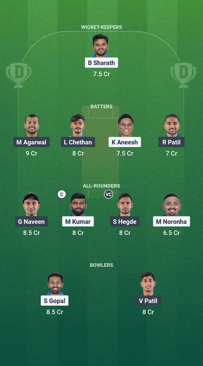 MD vs BB Dream11 Prediction Fantasy Cricket Tips Dream11 Team Karnataka T20 Maharaja Trophy 2025