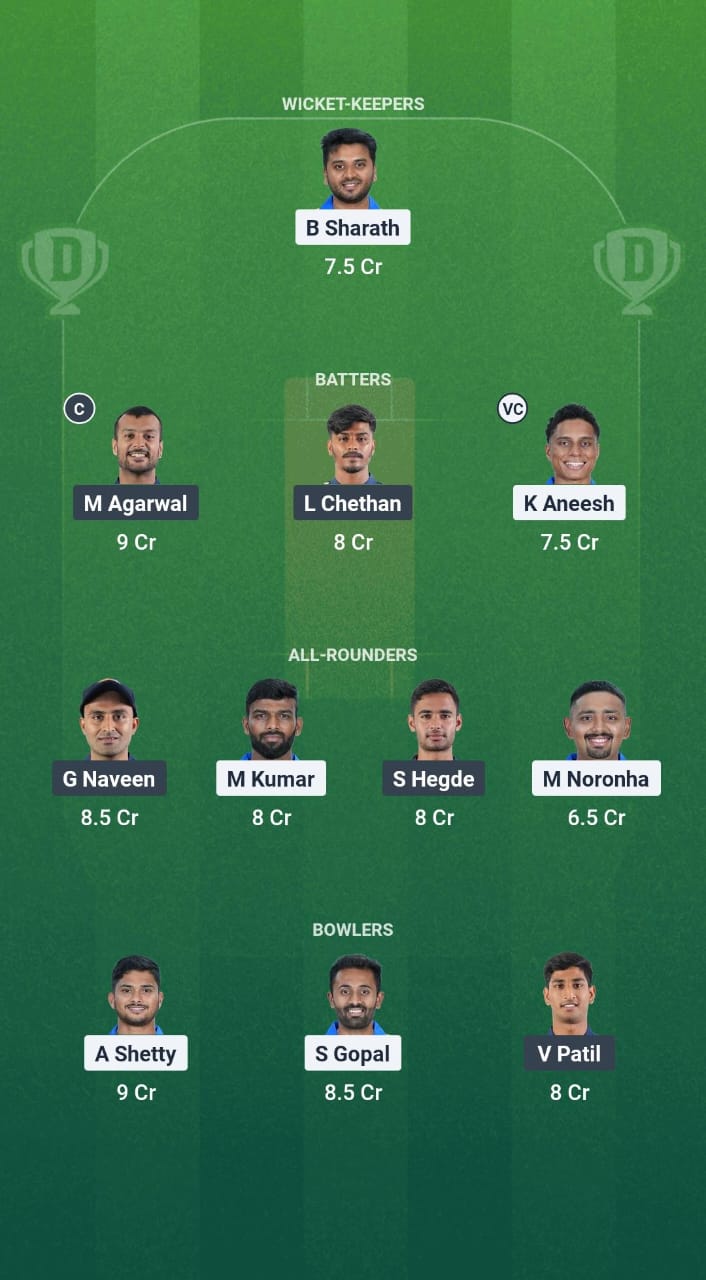 MD vs BB Dream11 Prediction Fantasy Cricket Tips Dream11 Team Karnataka T20 Maharaja Trophy 2025
