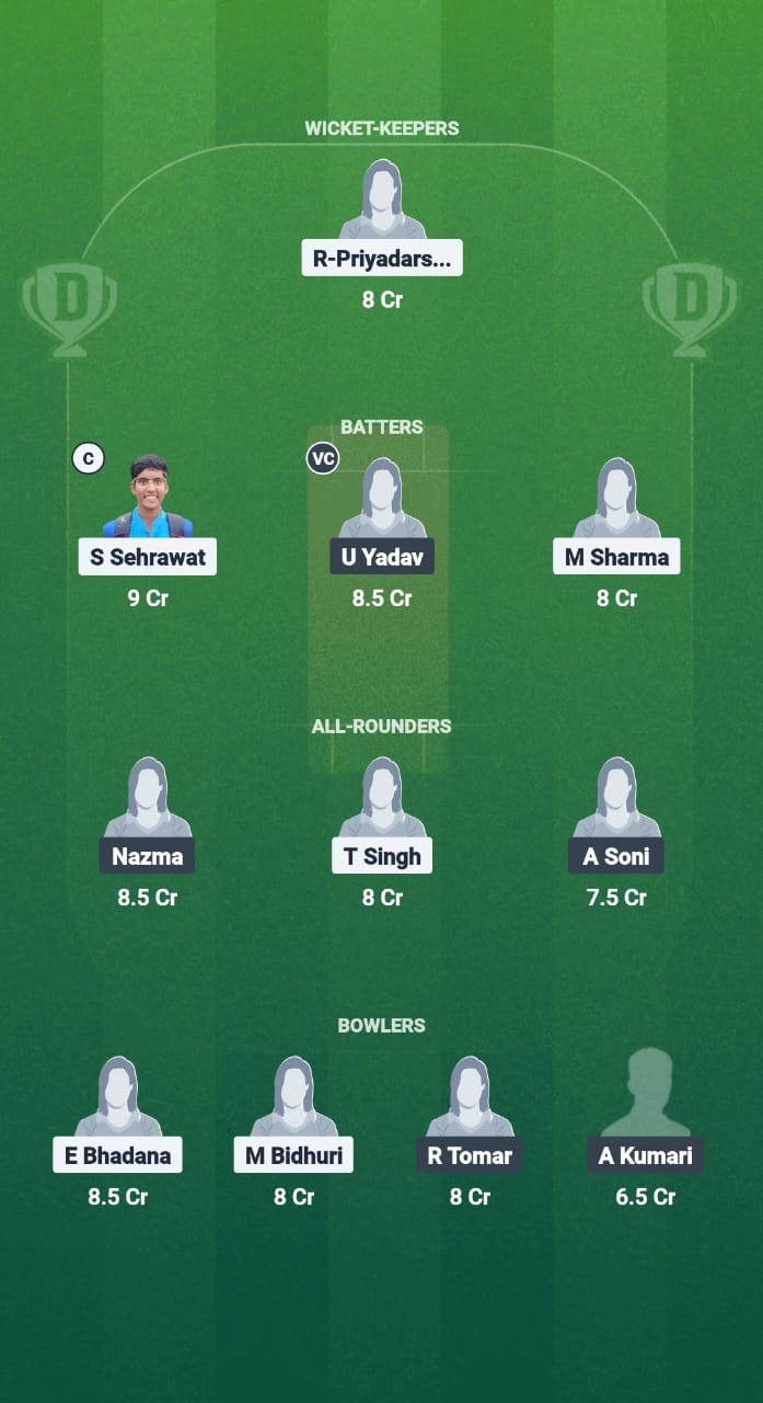 SDS-W vs NDS-W Dream11 Prediction Fantasy Cricket Tips Dream11 Team Delhi T20 Women's Premier League 2025