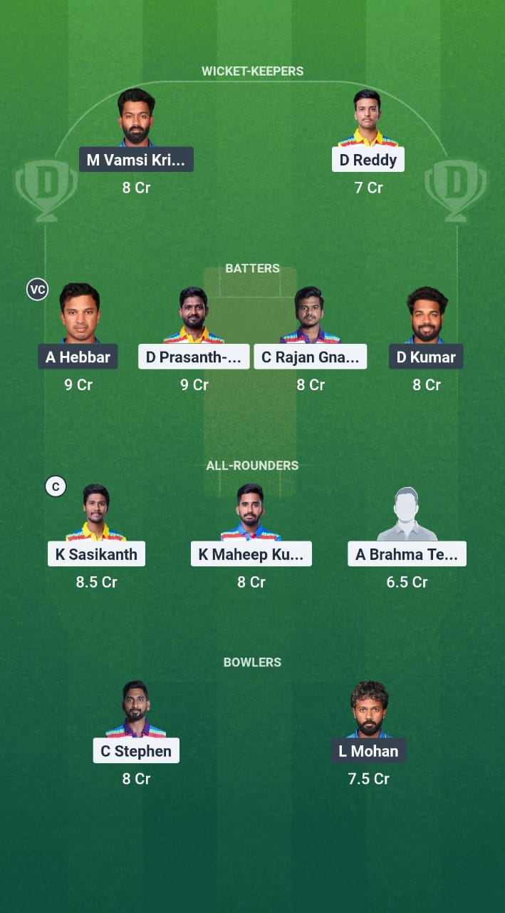 TBW vs VSS Dream11 Prediction Fantasy Cricket Tips Dream11 Team Andhra T20 League 2025
