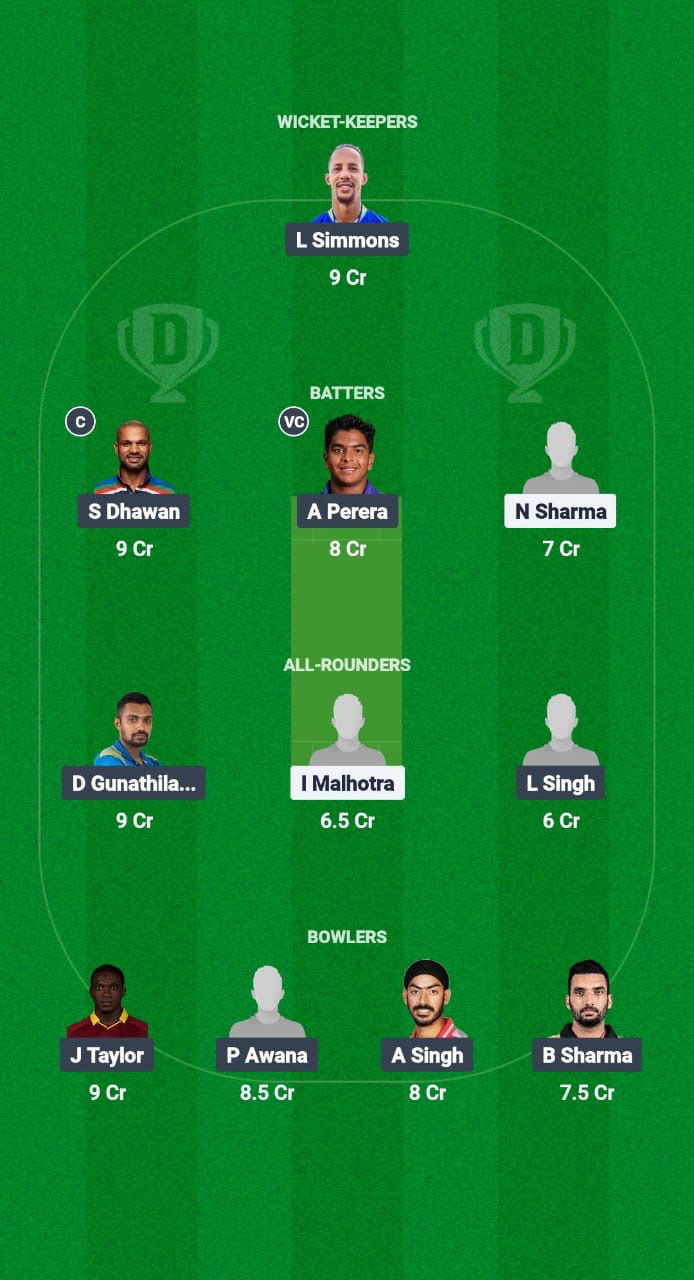 BBY vs DLR Dream11 Prediction Fantasy Cricket Tips Dream11 Team Legends 90 - 20