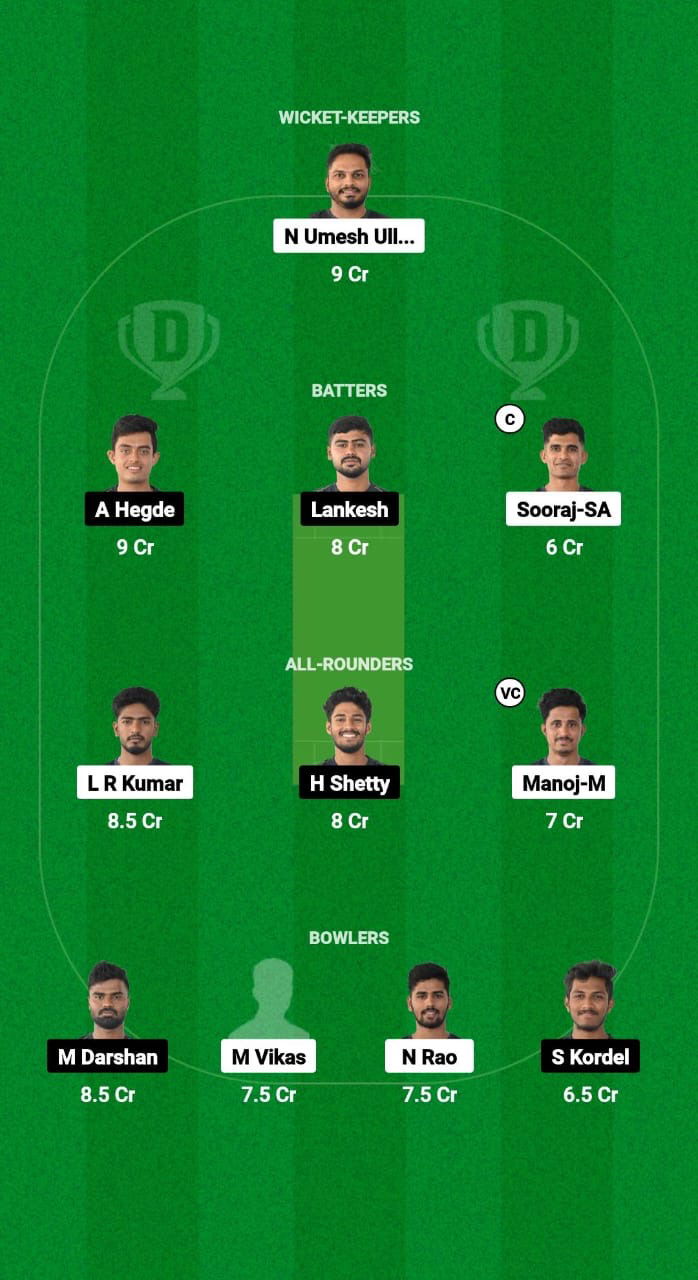 ML vs UL Dream11 Prediction Fantasy Cricket Tips Dream11 Team Karnataka Coastal Big Bash League T20