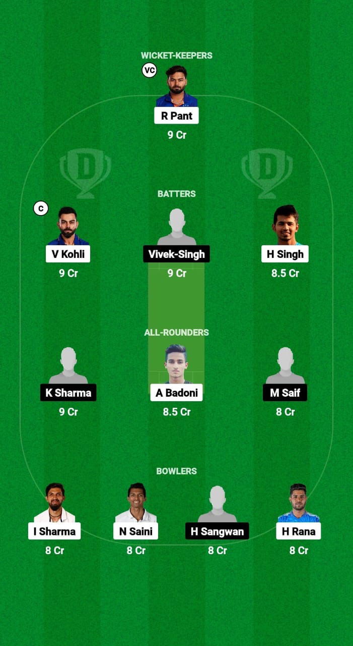 DEL vs RAI Dream11 Prediction Fantasy Cricket Tips Dream11 Team India Domestic Test Championship