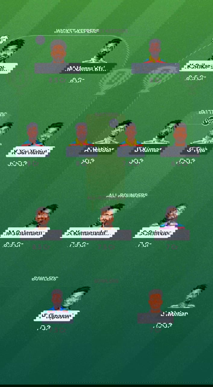 KNK vs VSS Dream11 Prediction Fantasy Cricket Tips Dream11 Team Andhra T20 League