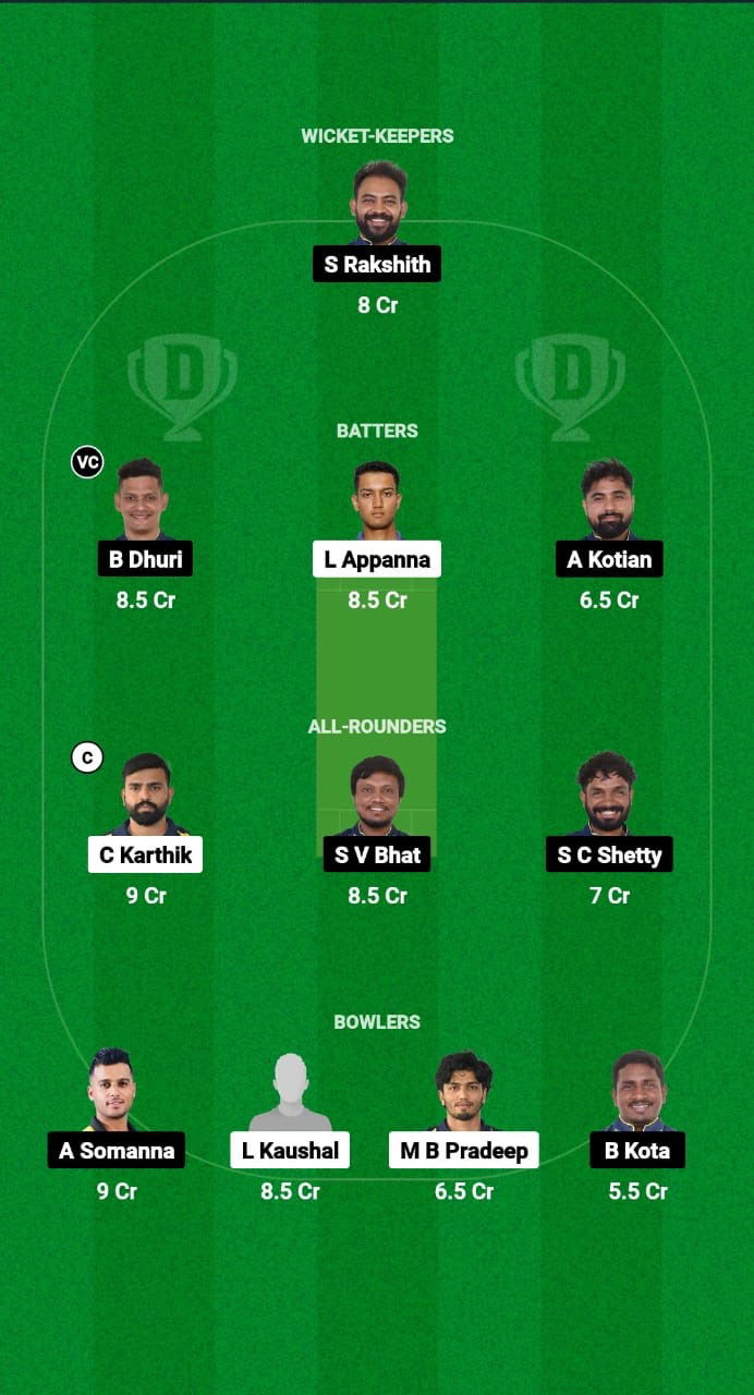 TBS vs MTM Dream11 Prediction Fantasy Cricket Tips Dream11 Team Karnataka Coastal Big Bash League T20