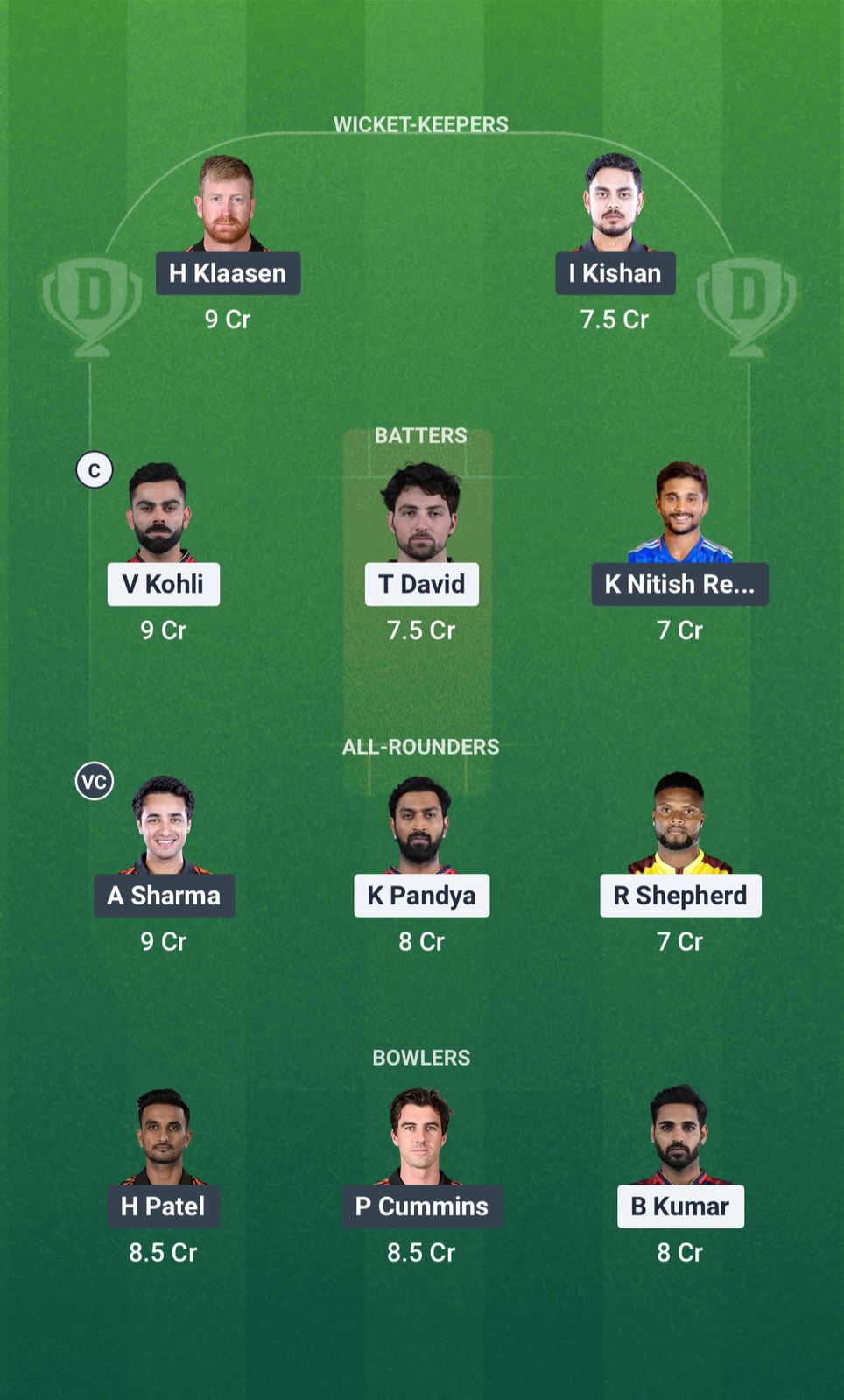 RCB VS SRH DREAM11 Subject Fantasy Tips for Cricket Dream11 Team IPL 2025