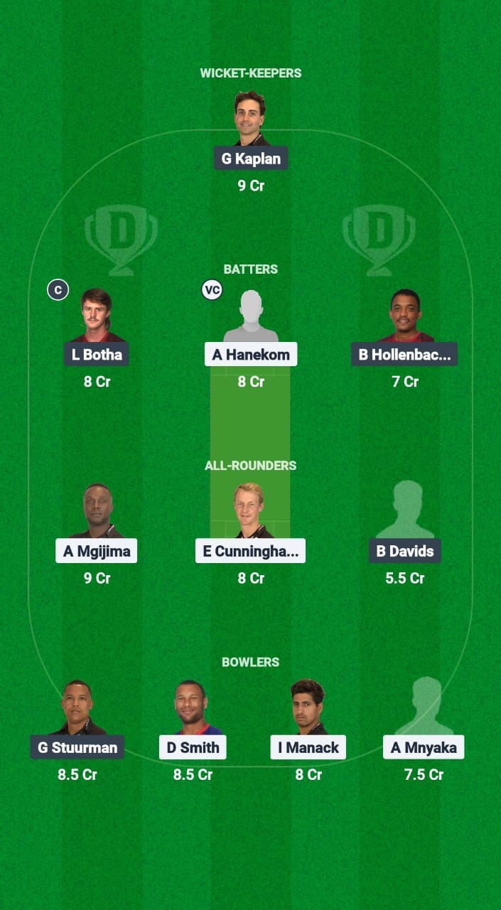 VDS vs YPS Dream11 Prediction Fantasy Cricket Tips Dream11 Team South Africa T20 Boland League