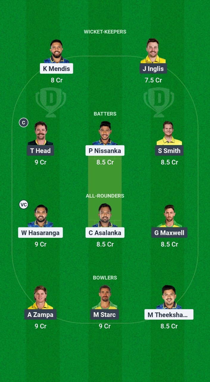 SL vs AUS Dream11 Prediction Fantasy Cricket Tips Dream11 Team Australia Tour of Sri Lanka