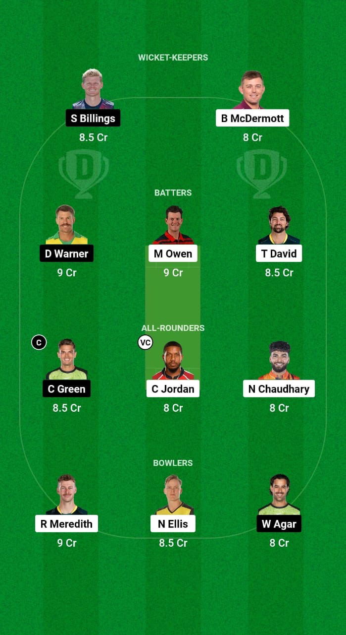 HUR vs THU Dream11 Prediction Fantasy Cricket Tips Dream11 Team BBL 2024-25