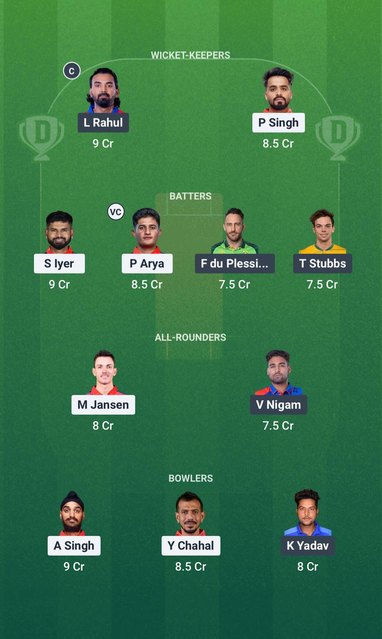 94692fe6 91cd 41a3 9de9 9aebd1ea7d22 PBKS vs DC Dream11 Prediction Fantasy Cricket Tips Dream11 Team IPL 2025