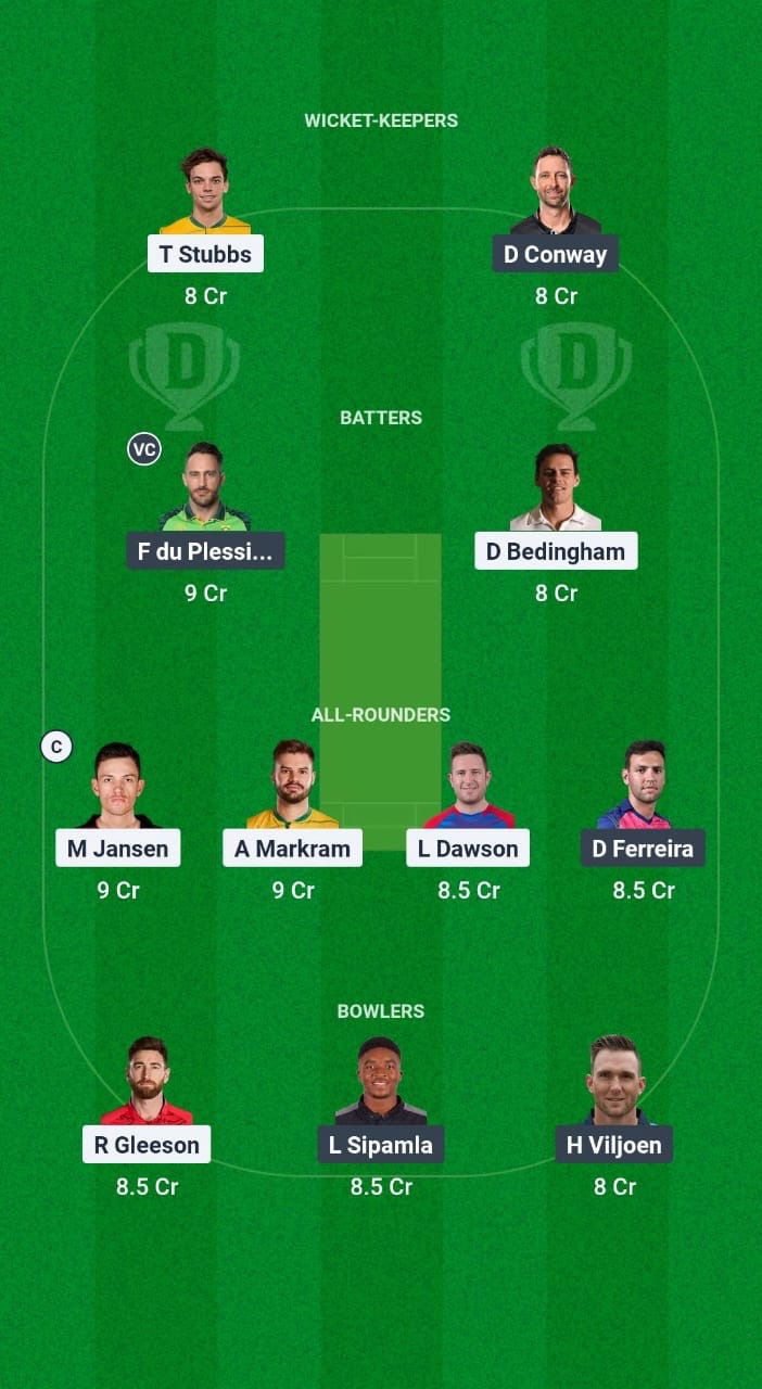 SEC vs JSK Dream11 Prediction Fantasy Cricket Tips Dream11 Team SA20 League