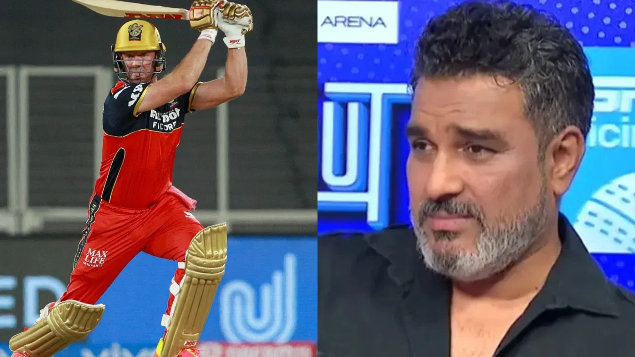 AB de Villiers in RCB jersey and Sanjay Manjrekar