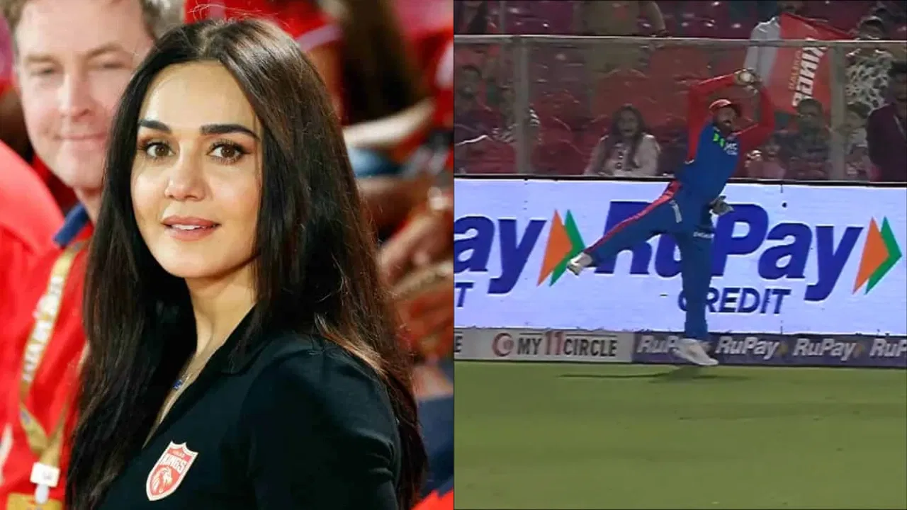 Punjab Kings co-owner Preity Zinta and Karun Nair