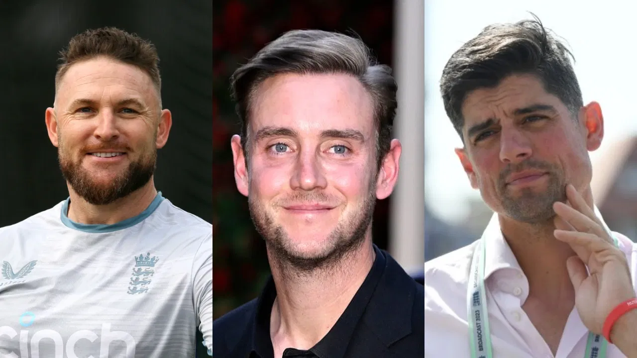 Brendon McCullum, Alastair Cook and Stuart Broad