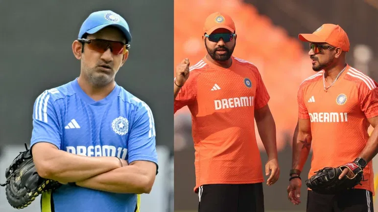 Gautam Gambhir, T Dilip and Rohit Sharma