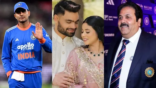 Shubman Gill, Rinku Singh and Rajeev Shukla