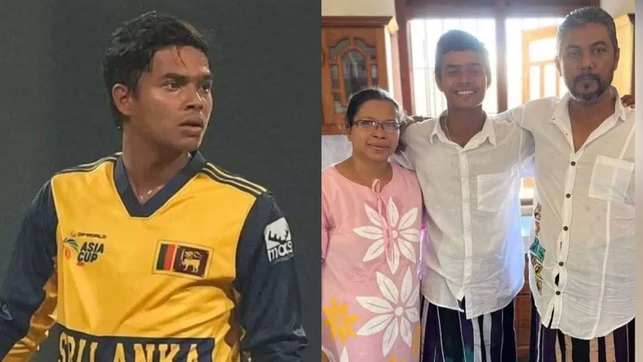 Dunith Wellalage and his parents
