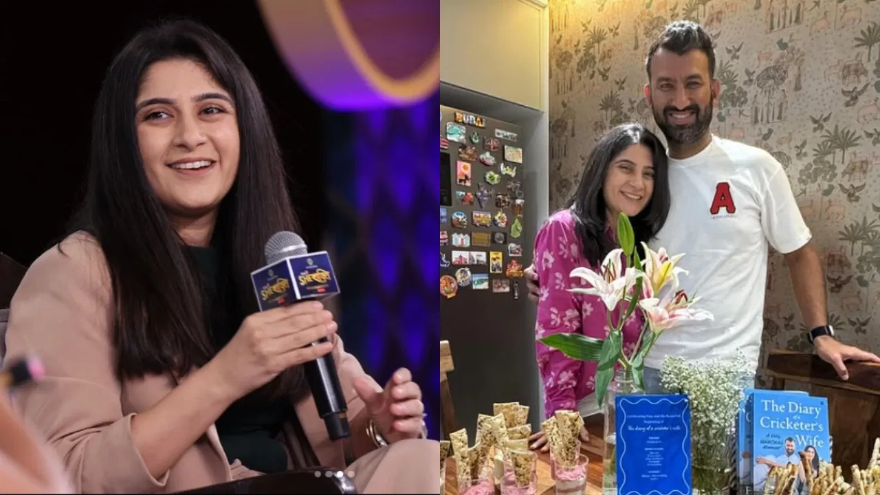 Cheteshwar Pujara with his wife Puja Pabari