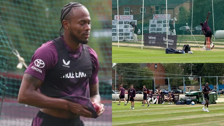 Jofra Archer trains at Edgbaston