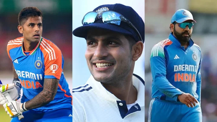 Suryakumar Yadav, Shubman Gill and Rohit Sharma, India
