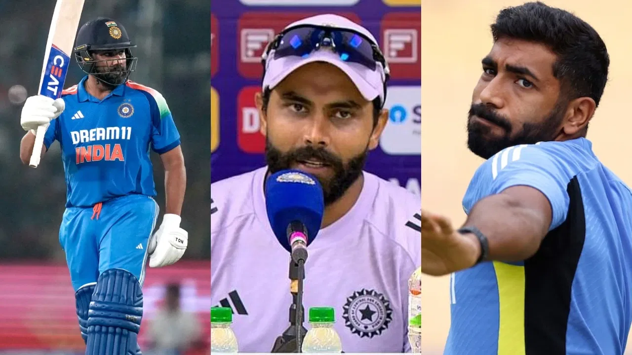 Rohit Sharma, Ravindra Jadeja and Jasprit Bumrah