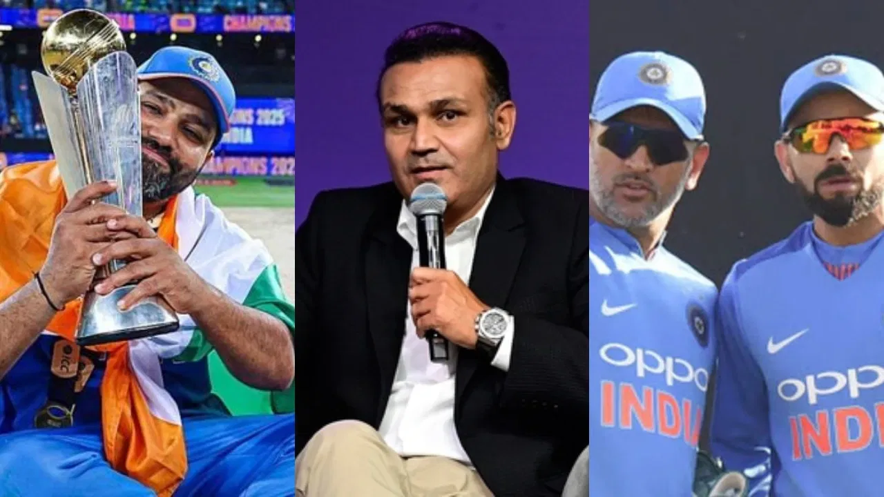 Rohit Sharma, Virender Sehwag, MS Dhoni and Virat Kohli