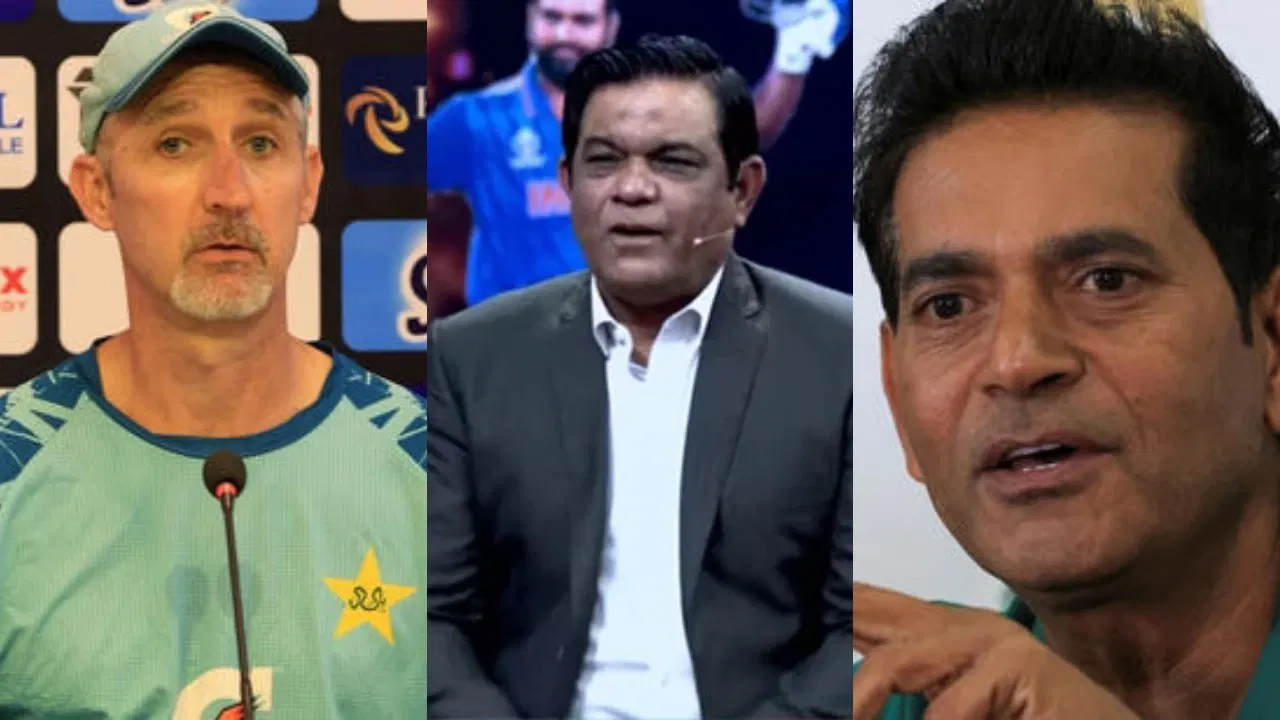 Jason Gillespie, Rashid Latif and Aaqib Javed