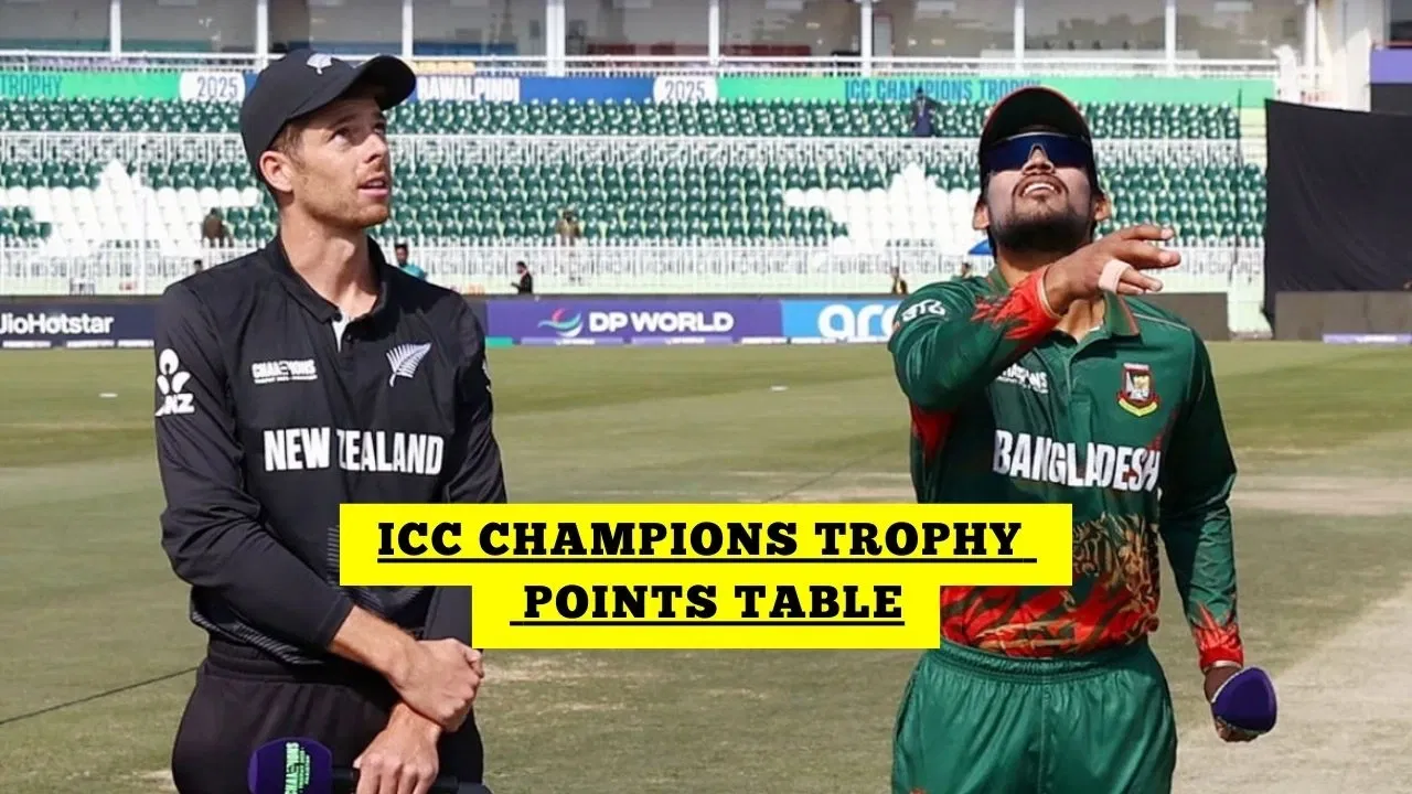 ICC Champions Trophy 2025 Points Table After Bangladesh Vs New Zealand