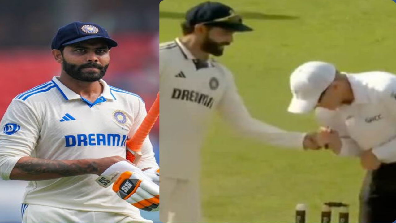Ravindra Jadeja pokes umpire