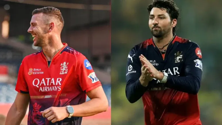 Josh Hazlewood And Tim David of RCB