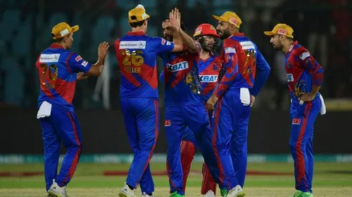 Karachi Kings Players Celebrate A Wicket