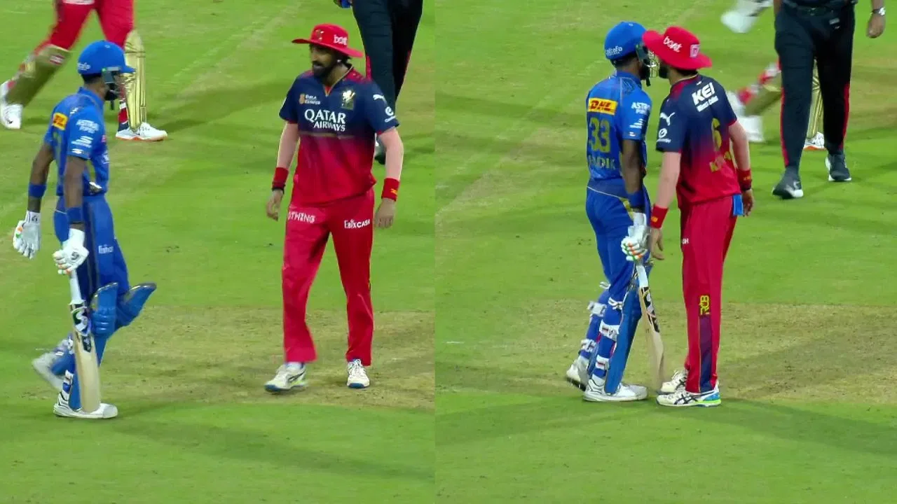 Watch: Krunal Pandya sledges Hardik Pandya during MI vs RCB match as brothers&nbsp;turn&nbsp;rivals